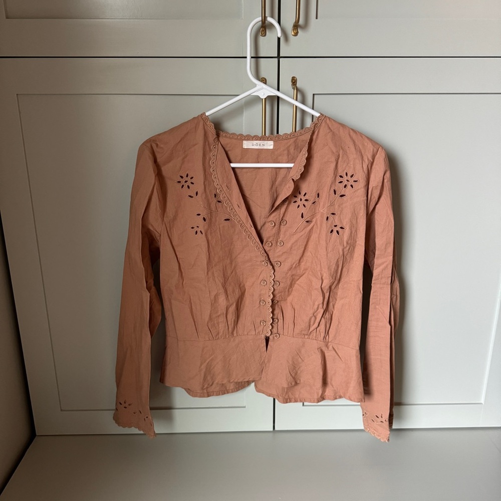 Doen Dusty Rose Eyelet Cotton Blouse